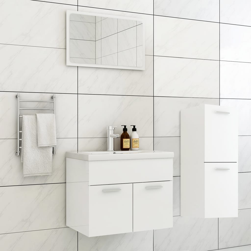 Set Mobili da Bagno Bianco Lucido in Truciolato cod mxl 12824