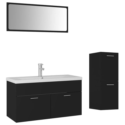 Set Mobili da Bagno Nero in Truciolato 3071469