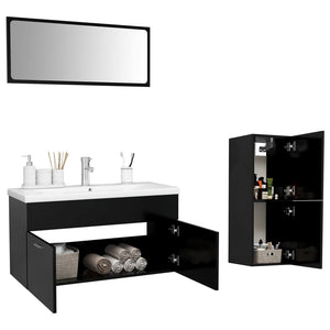 Set Mobili da Bagno Nero in Truciolato 3071469