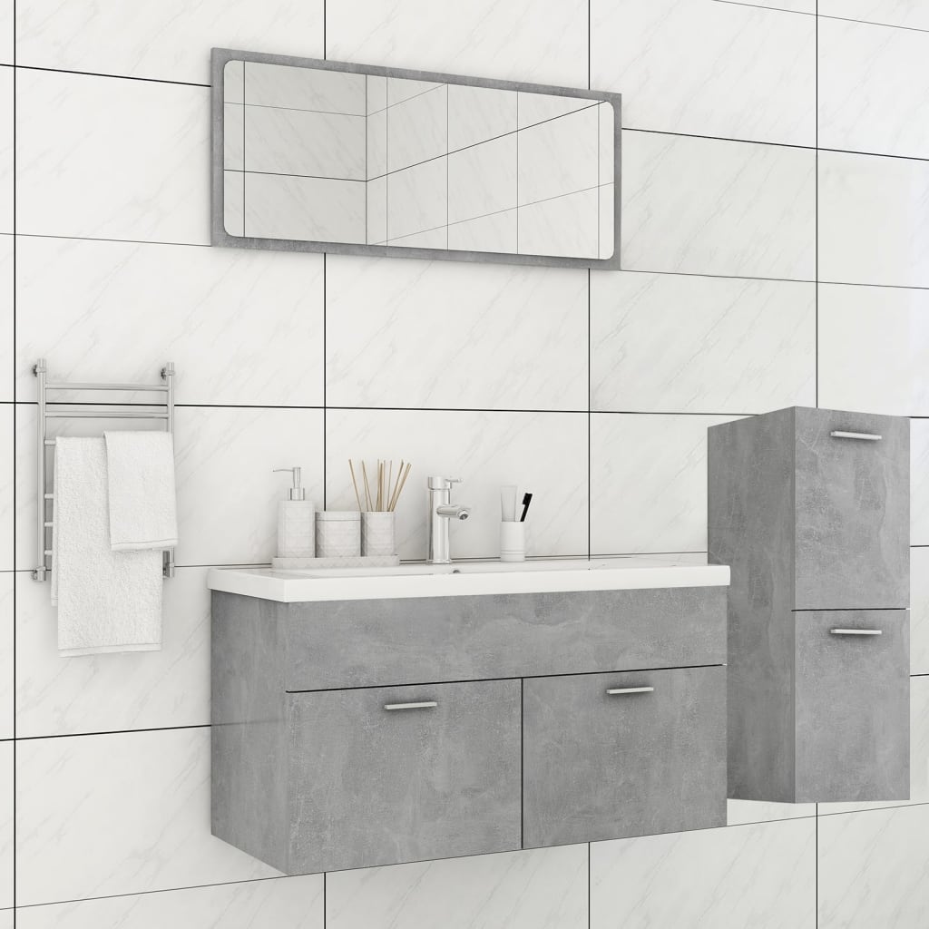 Set Mobili da Bagno Grigio Cemento in Truciolatocod mxl 96738