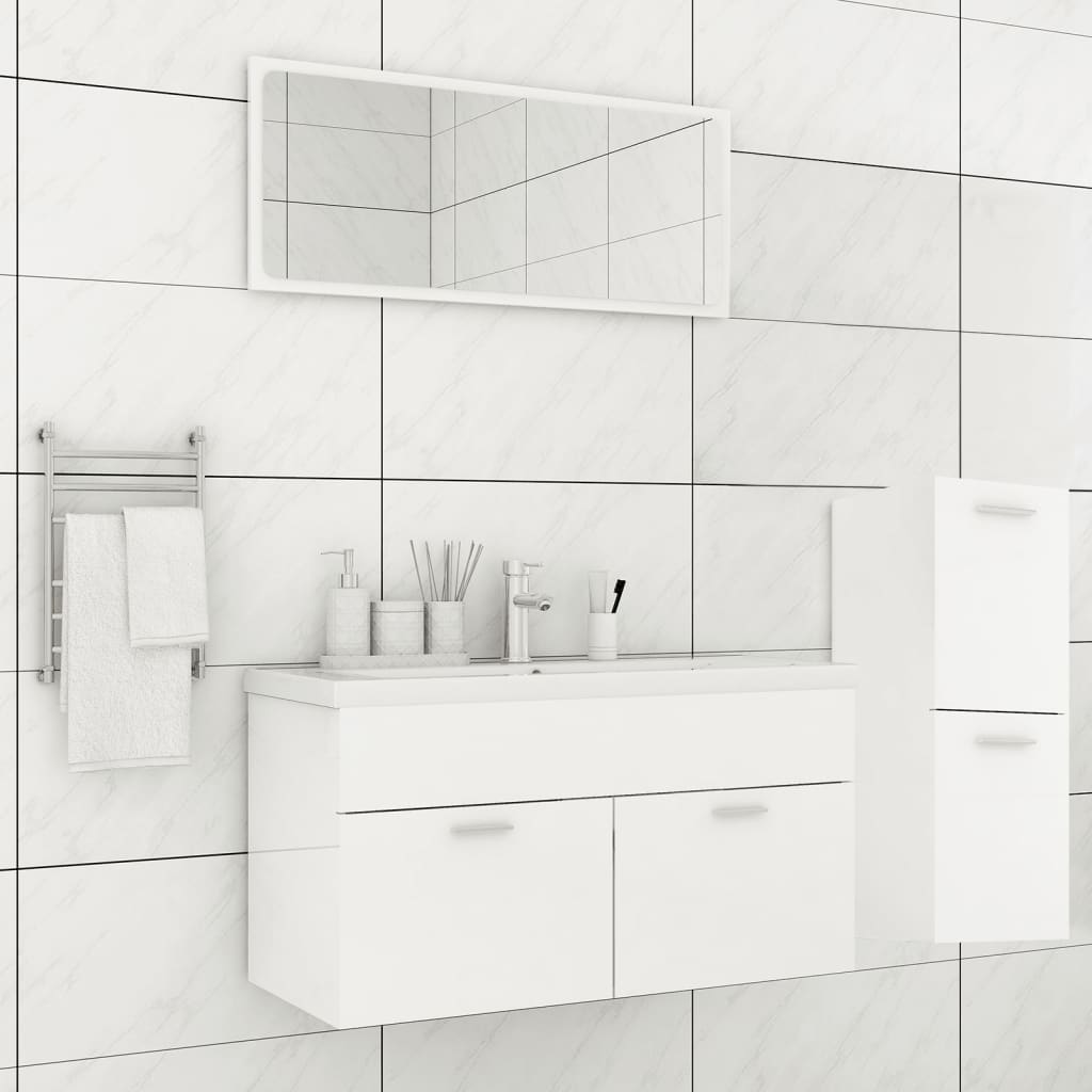 Set Mobili da Bagno Bianco Lucido in Truciolato 3071474