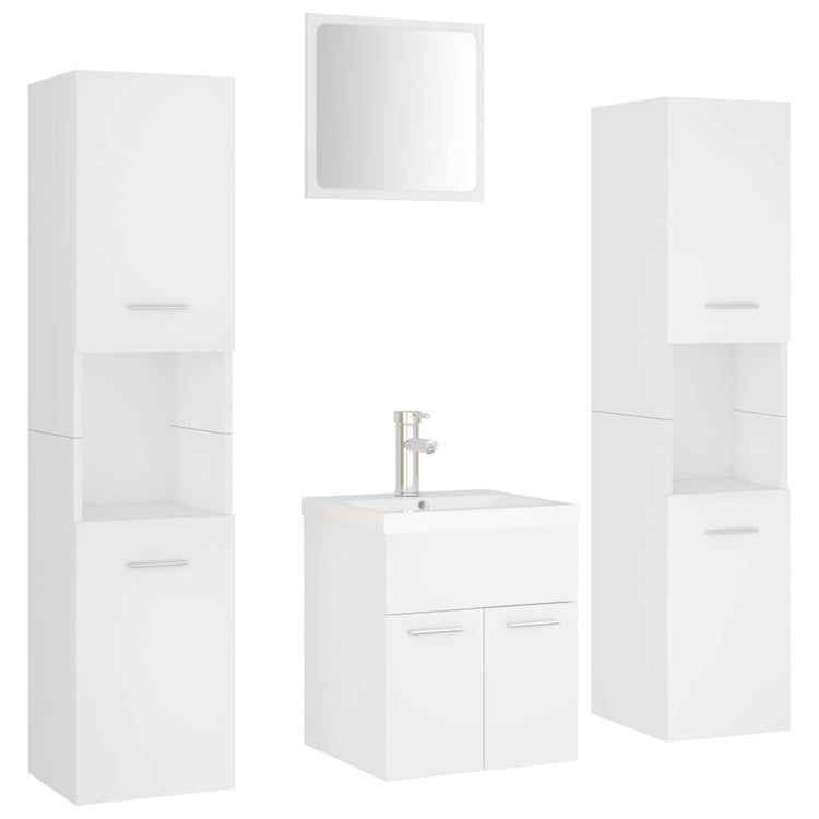 Set Mobili da Bagno Bianco in Legno Multistrato 3071486