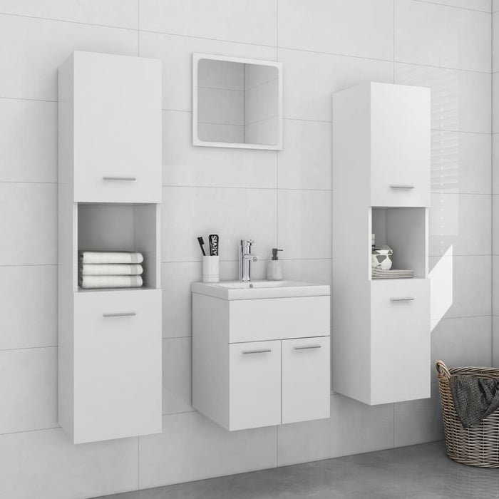 Set Mobili da Bagno Bianco in Legno Multistrato 3071486