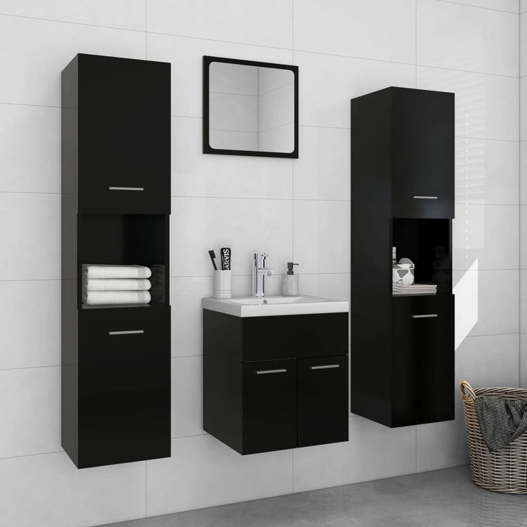 Set Mobili da Bagno Nero in Legno Multistrato 3071487