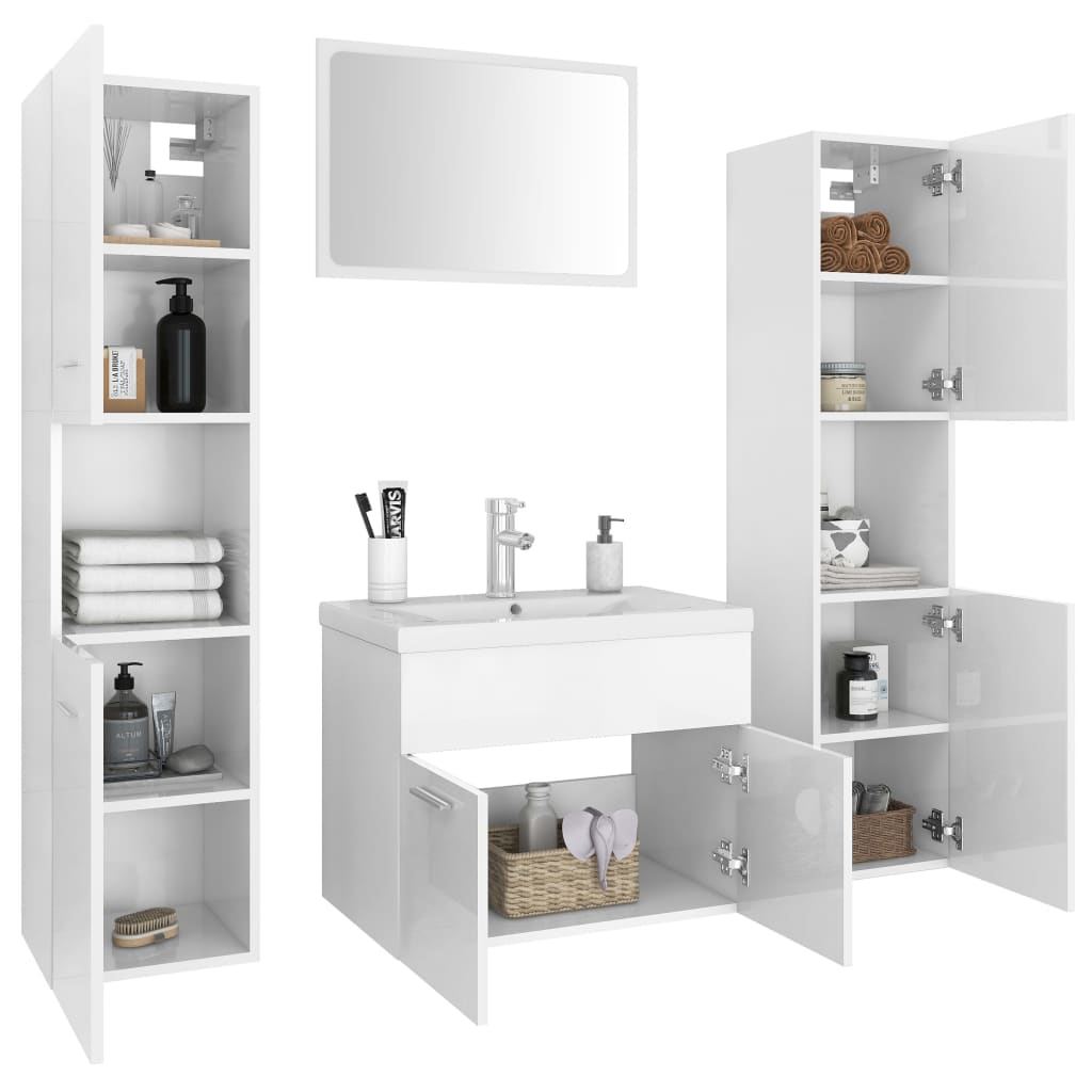 Set Mobili da Bagno Bianco Lucido in Truciolato cod mxl 9923