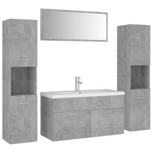 Set Mobili da Bagno Grigio Cemento in Legno Multistrato 3071517