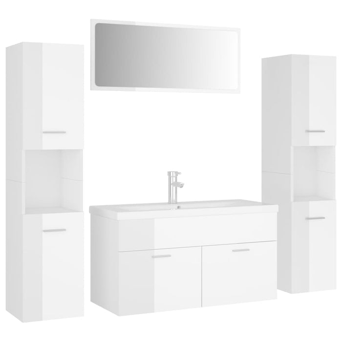 Set Mobili da Bagno Bianco Lucido in Truciolato 3071519