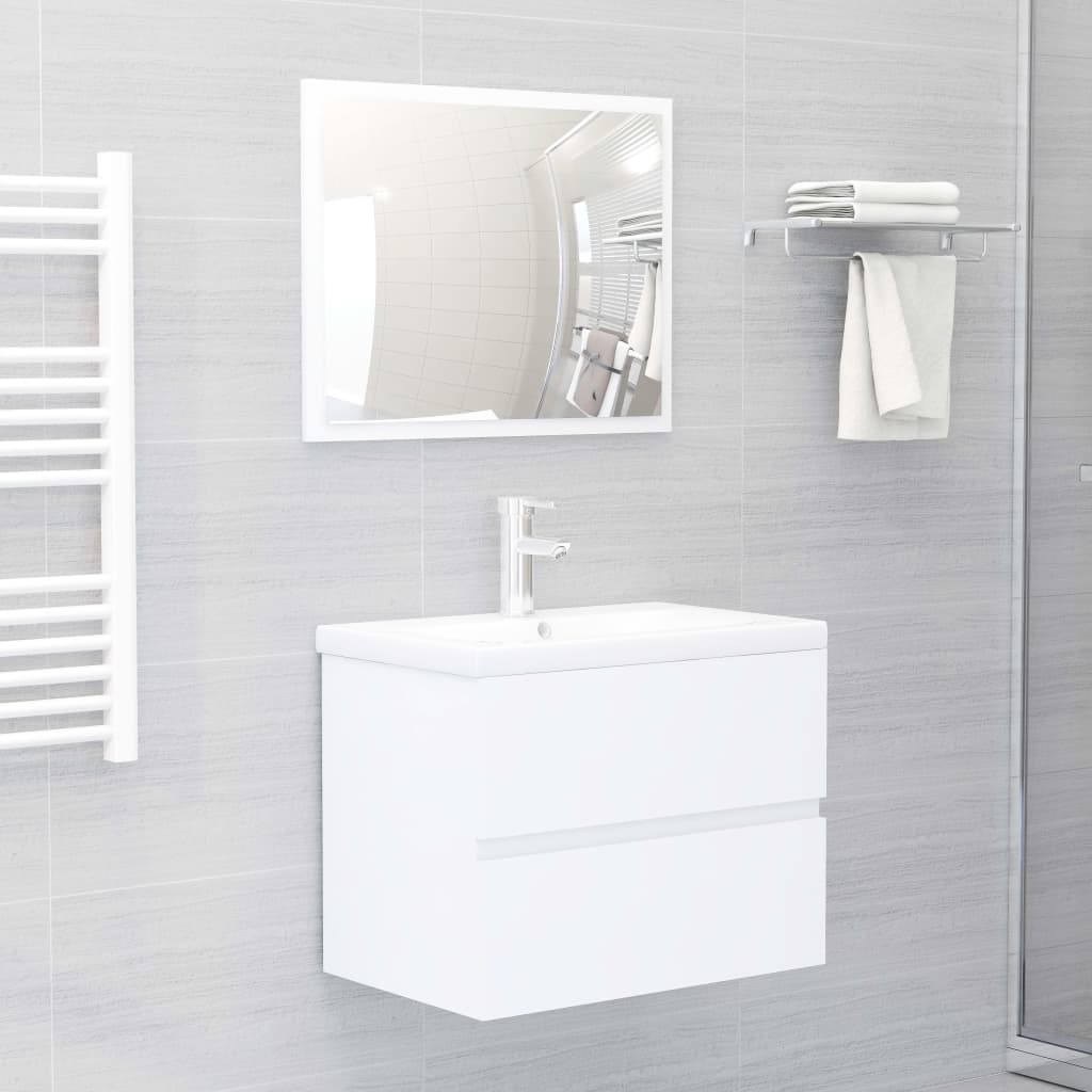 Mobile Bagno con Lavabo Integrato Bianco in Truciolato 3071540