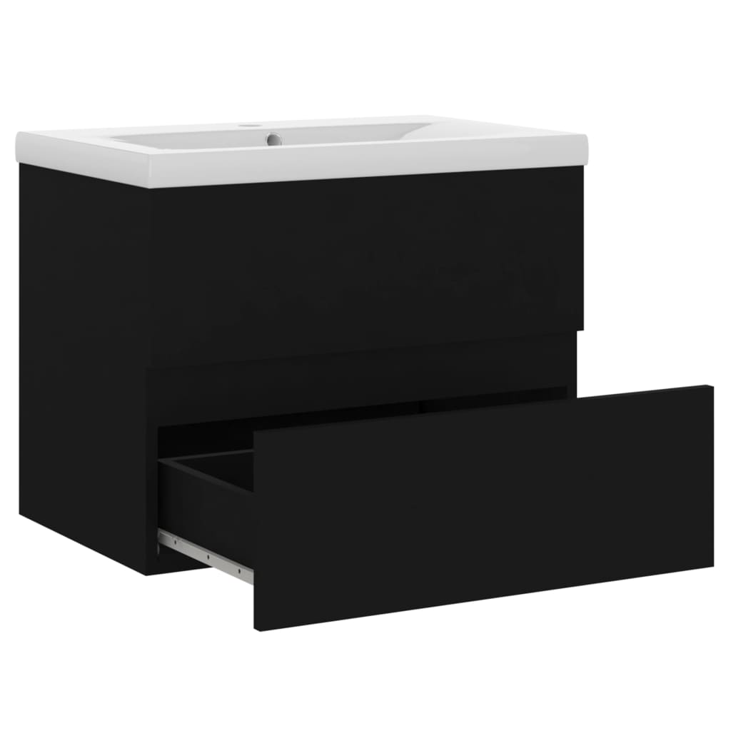 Mobile Bagno con Lavabo Integrato Nero in Truciolato 3071541