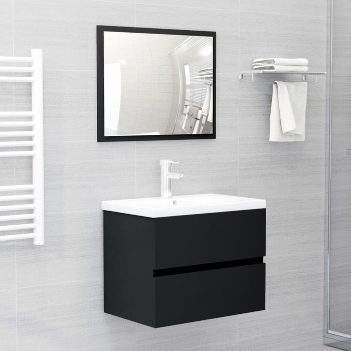 Mobile Bagno con Lavabo Integrato Nero in Truciolato 3071541