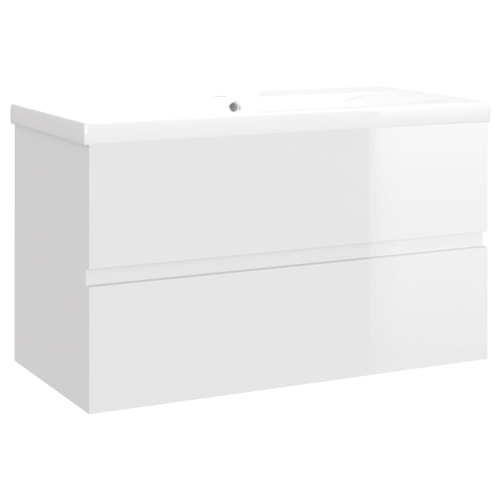 Mobile con Lavabo Integrato Bianco Lucido in Legno Multistratocod mxl 72752