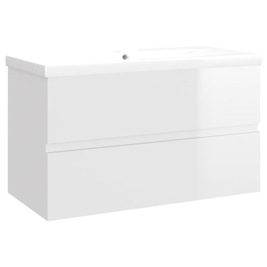 Mobile con Lavabo Integrato Bianco Lucido in Legno Multistratocod mxl 72752