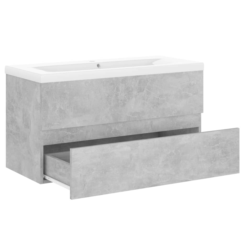 Mobile Bagno con Lavabo Integrato Grigio Cemento in Truciolato 3071562