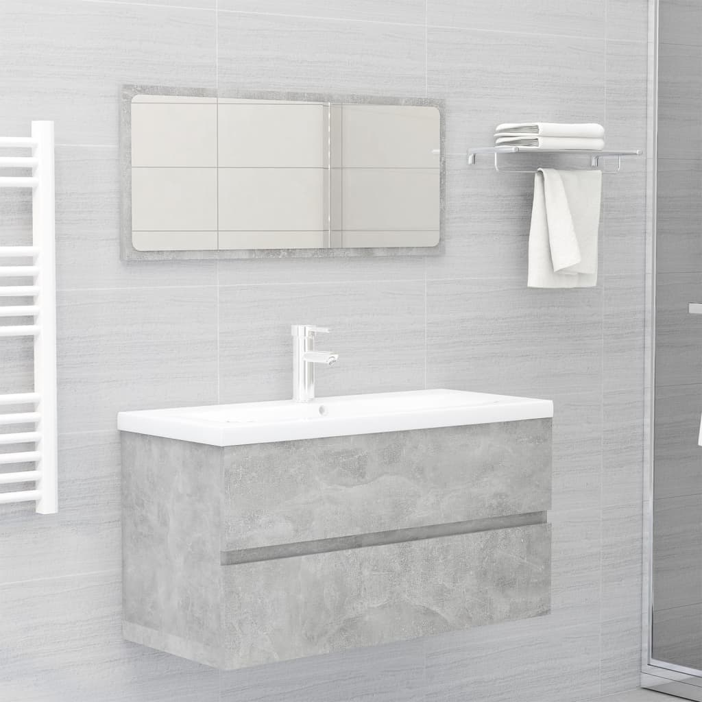 Mobile Bagno con Lavabo Integrato Grigio Cemento in Truciolato 3071562