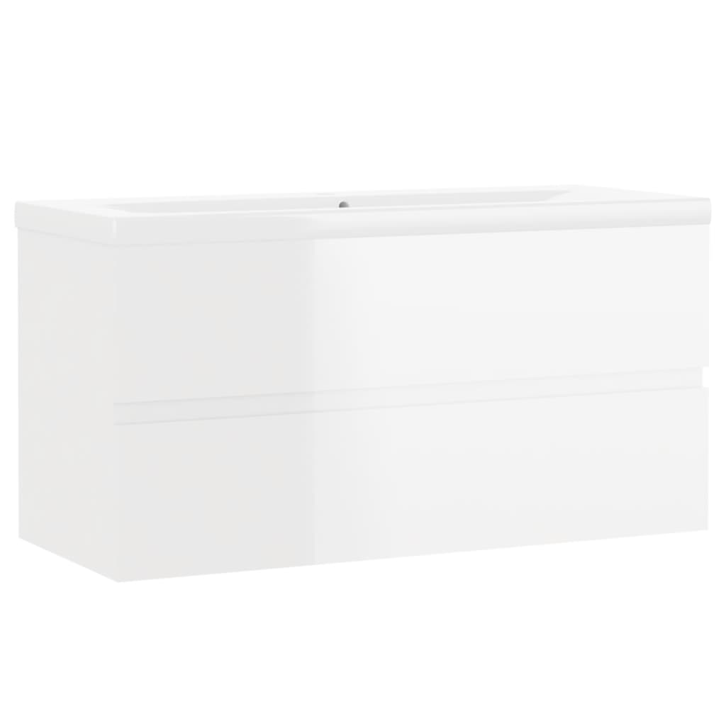 Mobile Bagno con Lavabo Integrato Bianco Lucido in Truciolato cod mxl 70804