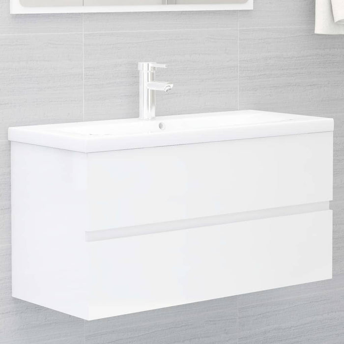 Mobile Bagno con Lavabo Integrato Bianco Lucido in Truciolato cod mxl 70804