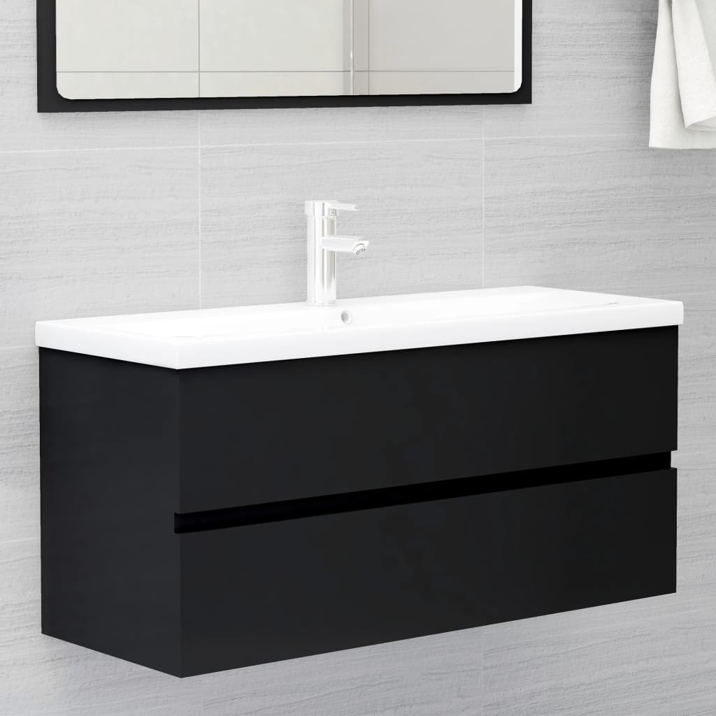 Mobile con Lavabo Integrato Nero in Legno Multistratocod mxl 96744