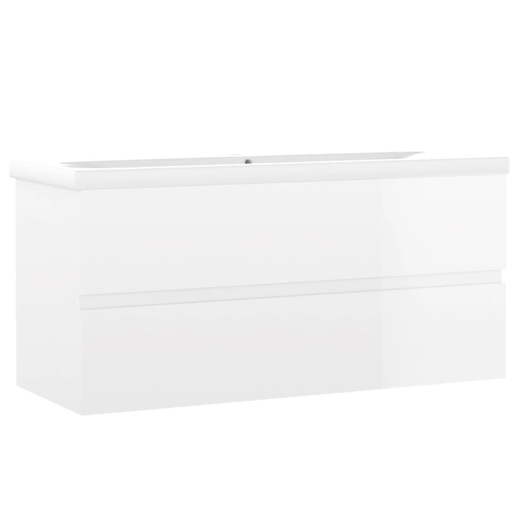 Mobile Bagno con Lavabo Integrato Bianco Lucido in Truciolato cod mxl 78638