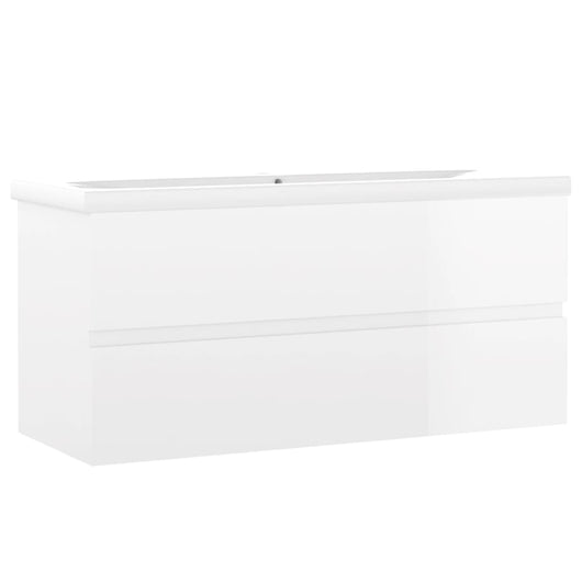 Mobile Bagno con Lavabo Integrato Bianco Lucido in Truciolato 3071573