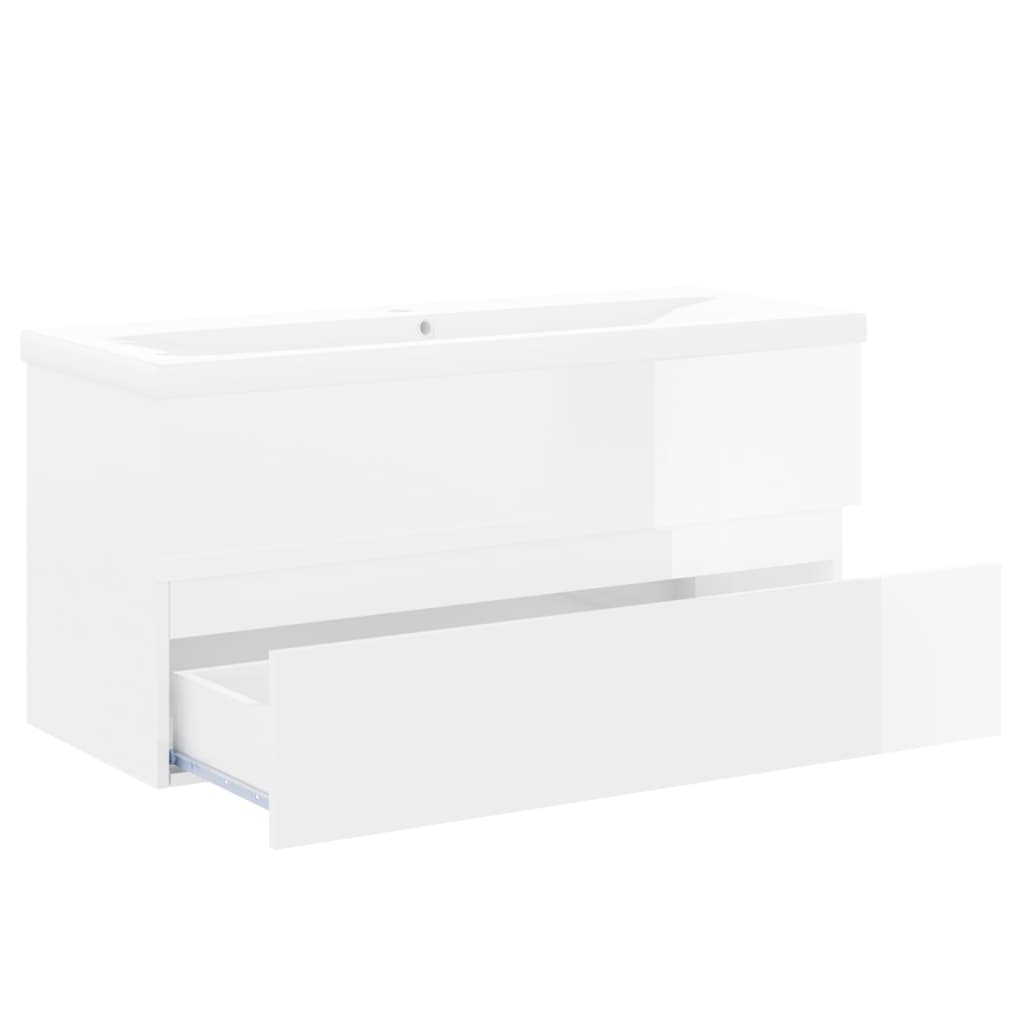 Mobile Bagno con Lavabo Integrato Bianco Lucido in Truciolato cod mxl 78638