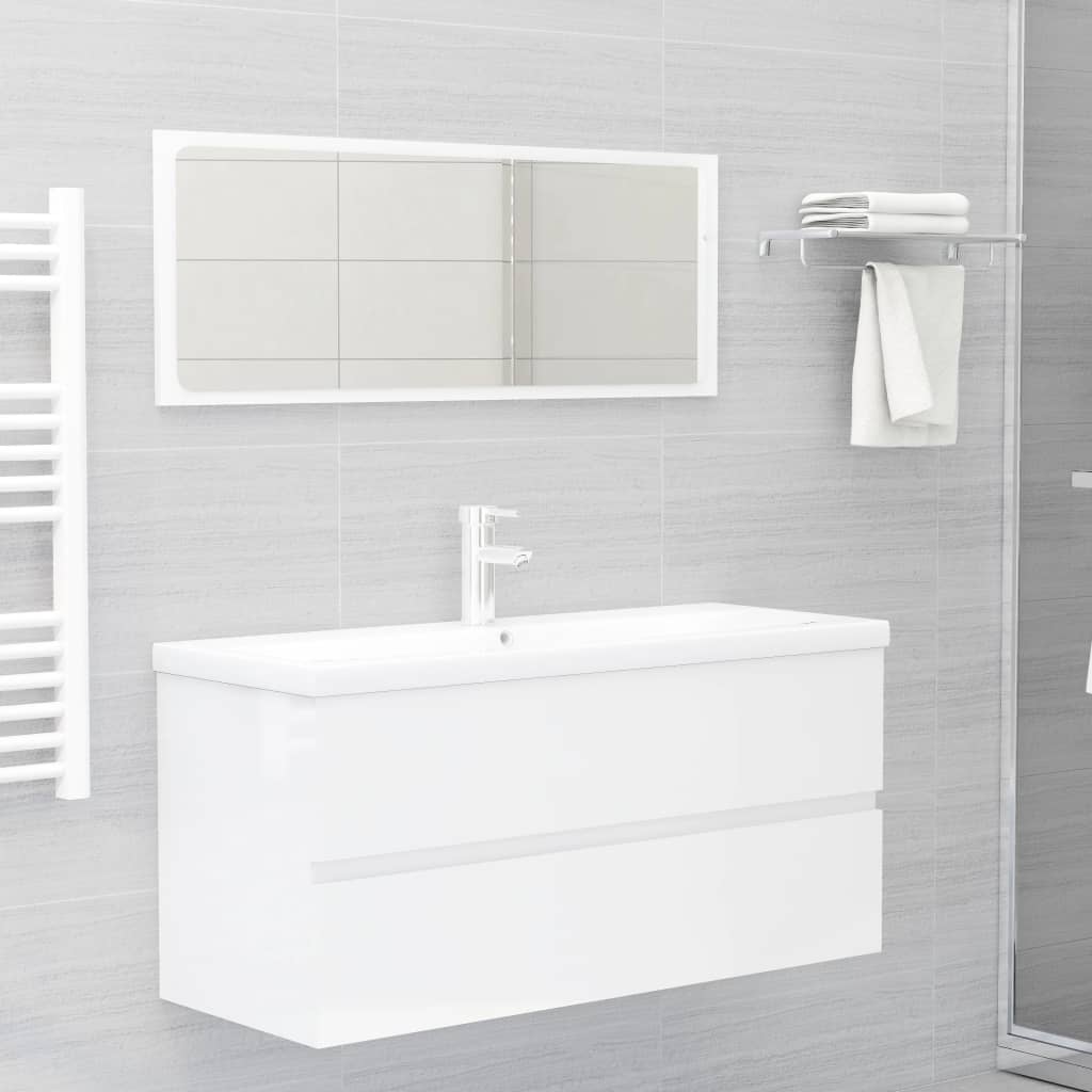 Mobile Bagno con Lavabo Integrato Bianco Lucido in Truciolato cod mxl 78638