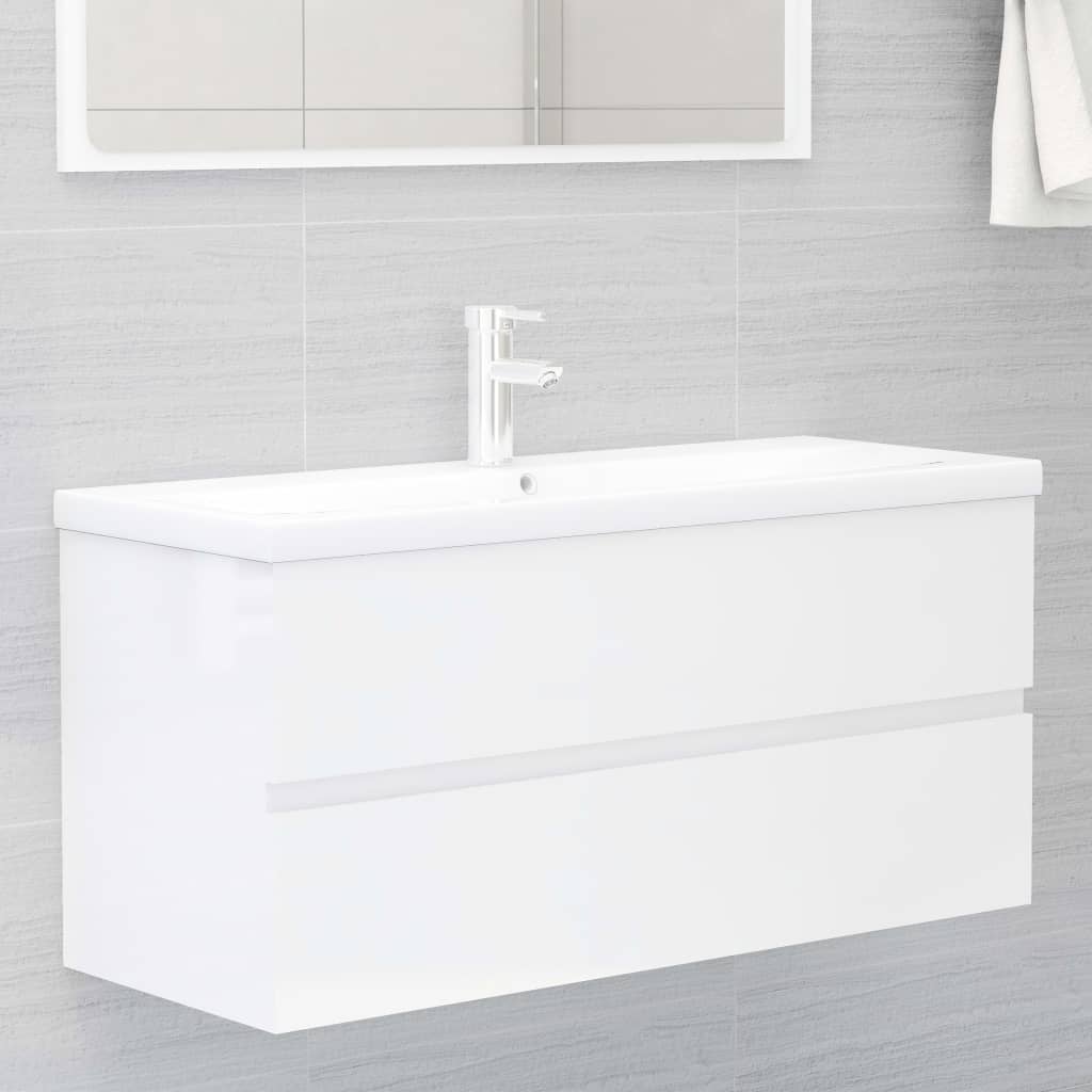 Mobile Bagno con Lavabo Integrato Bianco Lucido in Truciolato cod mxl 78638