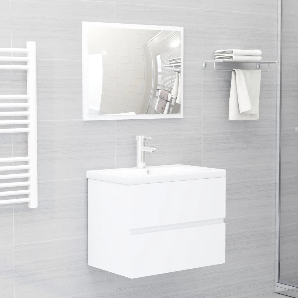 Set Mobili da Bagno Bianco in Legno Multistrato cod mxl 11522