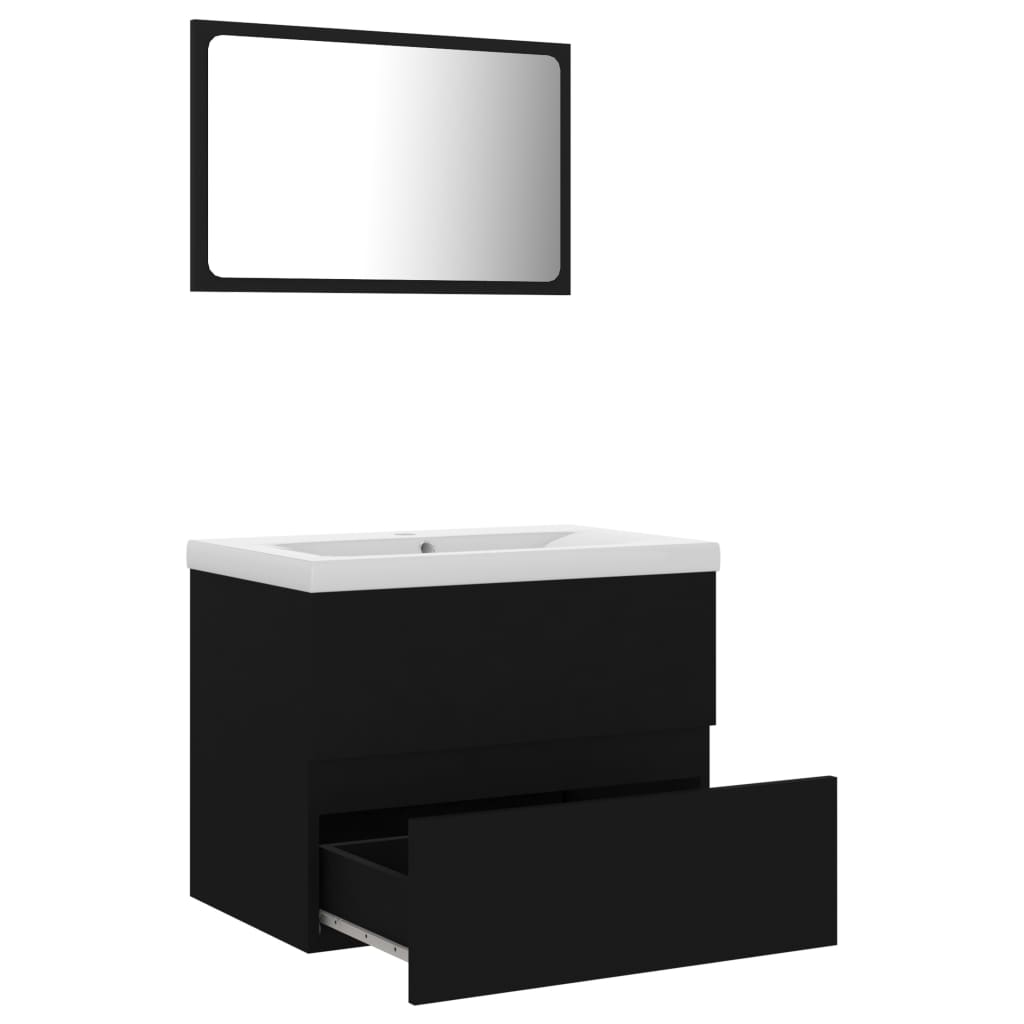 Set Mobili da Bagno Nero in Truciolato 3071586