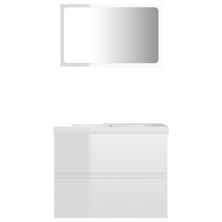 Set Mobili da Bagno Bianco Lucido in Truciolato 3071591