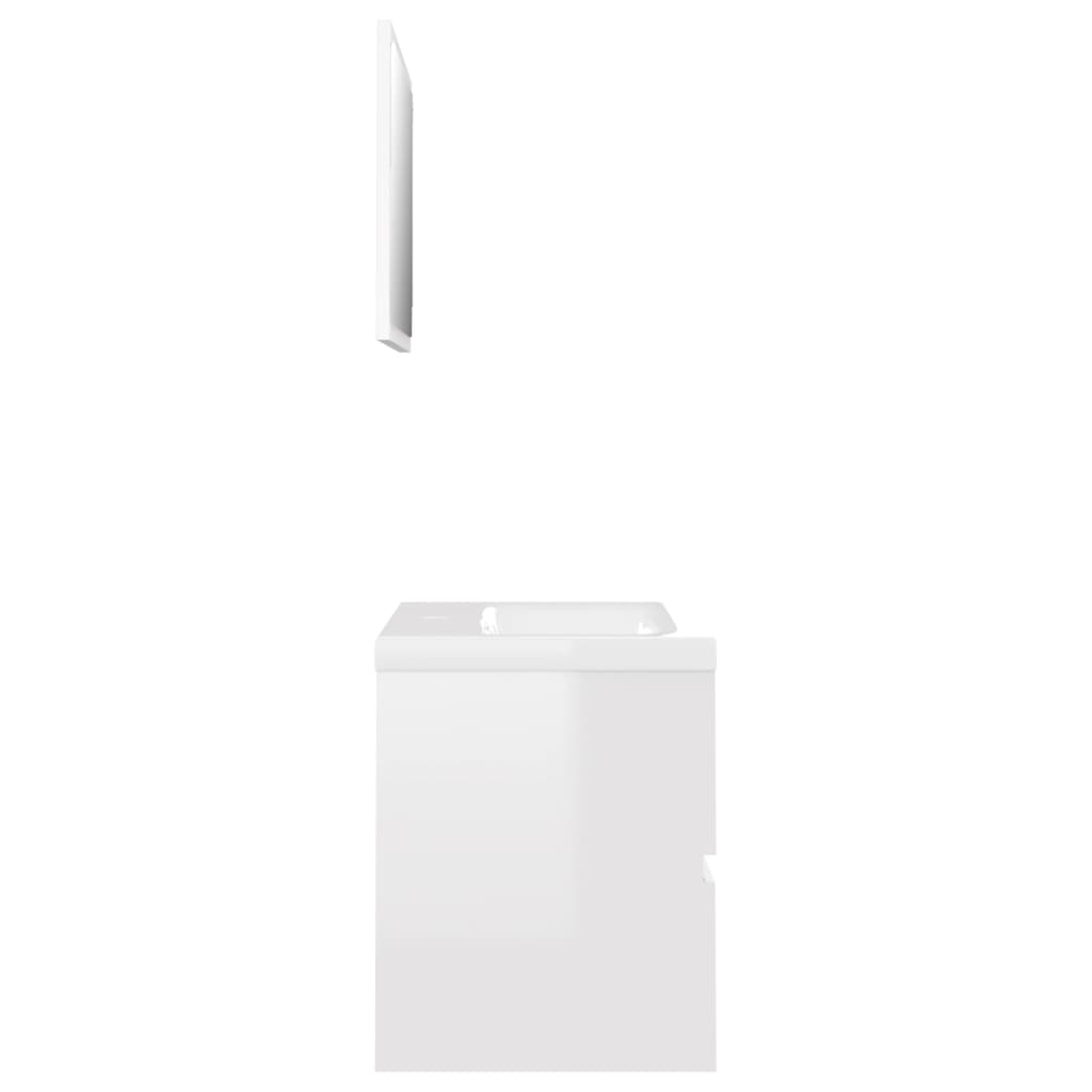 Set Mobili da Bagno Bianco Lucido in Truciolato 3071591