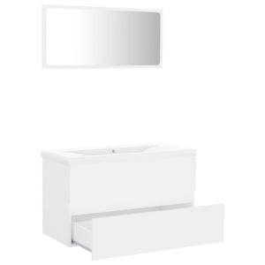 Set Mobili da Bagno Bianco in Legno Multistrato 3071594