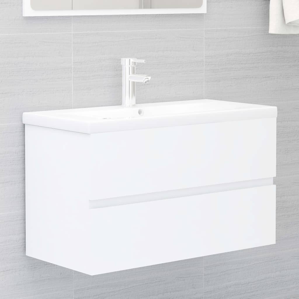 Set Mobili da Bagno Bianco in Legno Multistrato 3071594