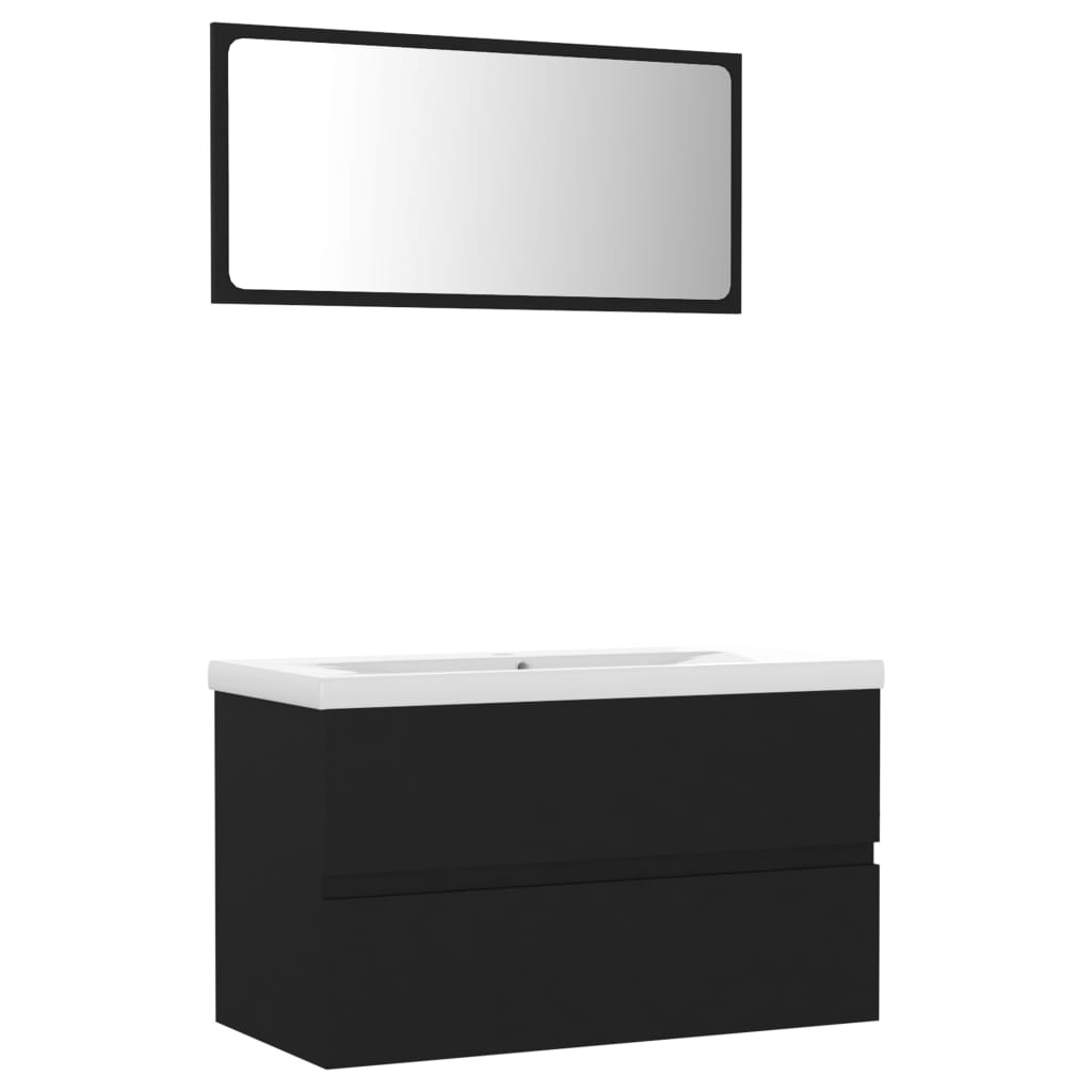 Set Mobili da Bagno Nero in Truciolato cod mxl 10123