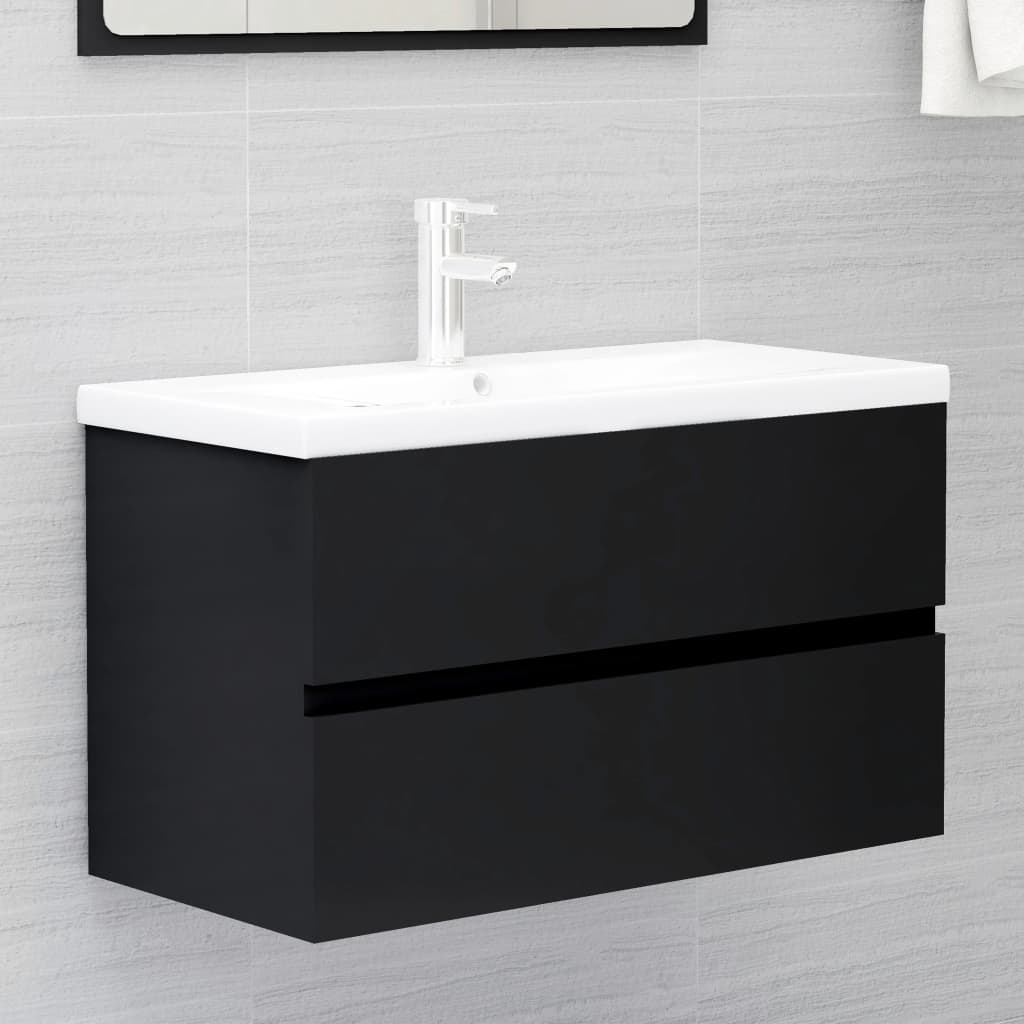 Set Mobili da Bagno Nero in Truciolato cod mxl 10123