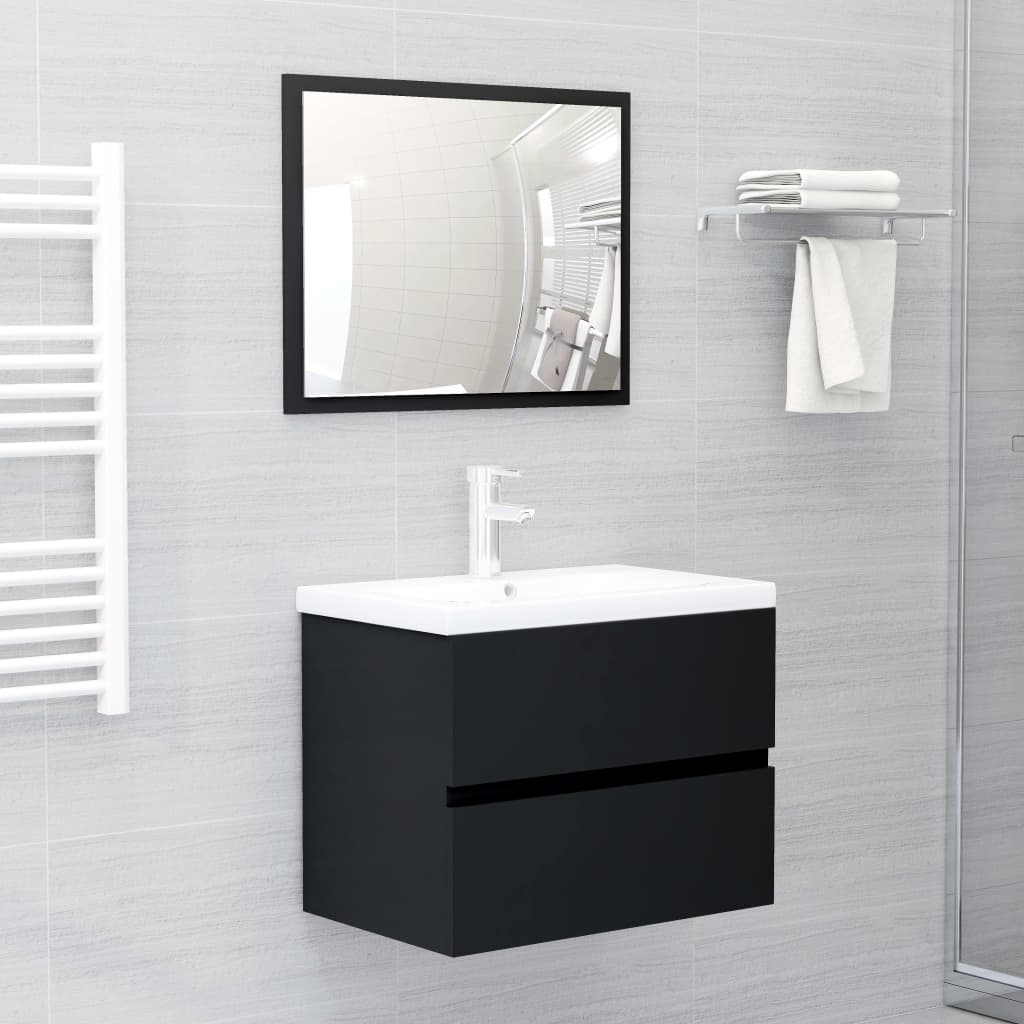 Mobile con Lavabo Integrato Nero in Legno Multistratocod mxl 96750