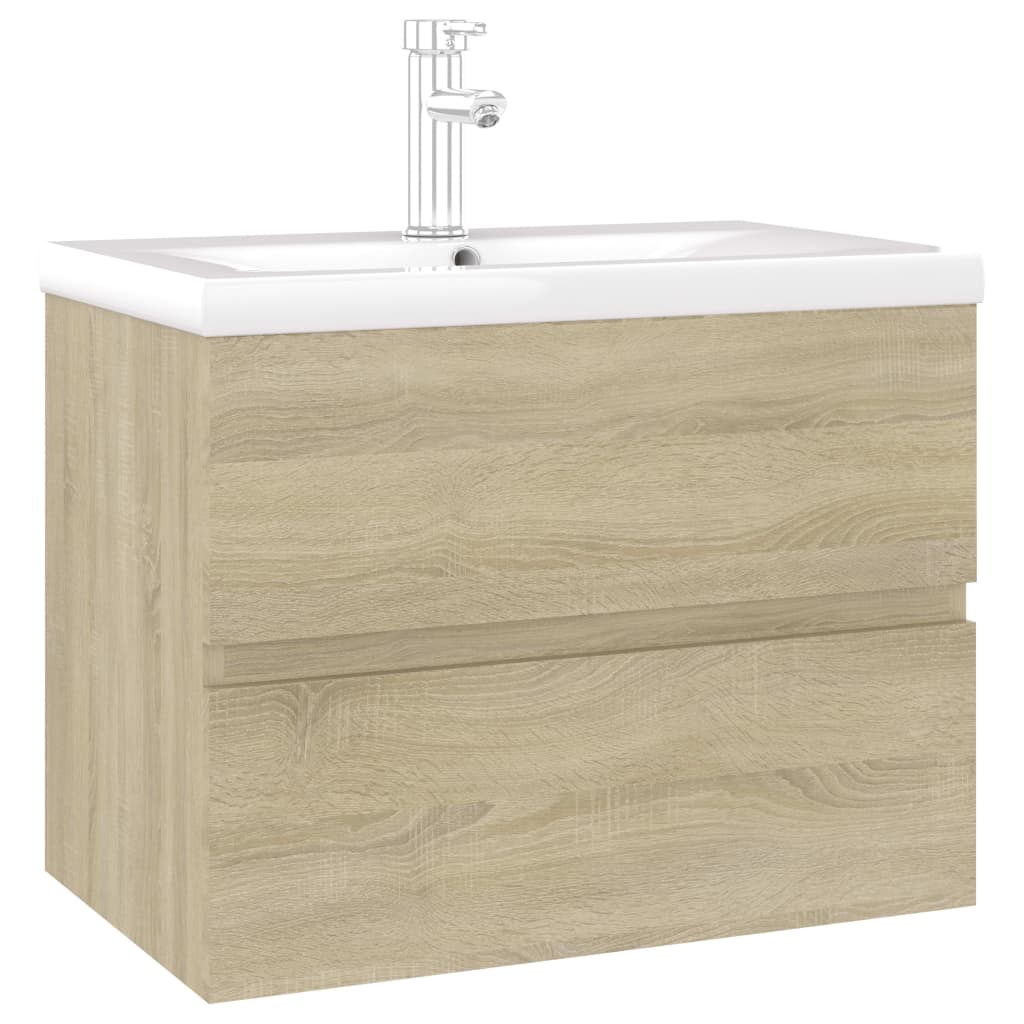 Mobile con Lavabo Integrato Rovere Sonoma in Legno Multistratocod mxl 96747