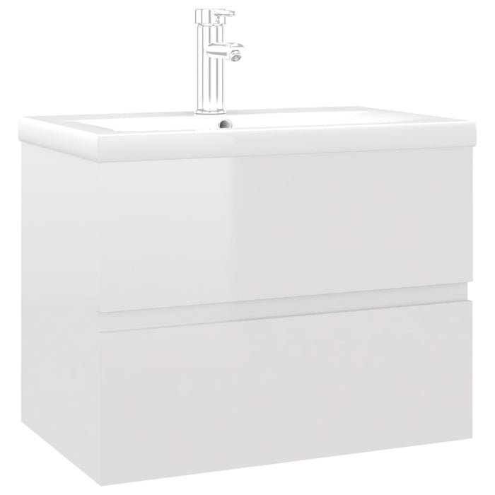 Mobile con Lavabo Integrato Bianco Lucido in Legno Multistratocod mxl 120675