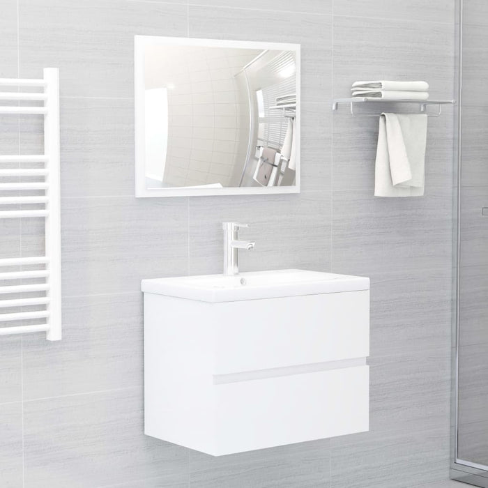 Mobile con Lavabo Integrato Bianco Lucido in Legno Multistratocod mxl 120675