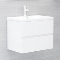 Mobile con Lavabo Integrato Bianco Lucido in Legno Multistratocod mxl 120675