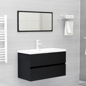 Mobile da Bagno con Lavabo Integrato Nero in Truciolato 3071640