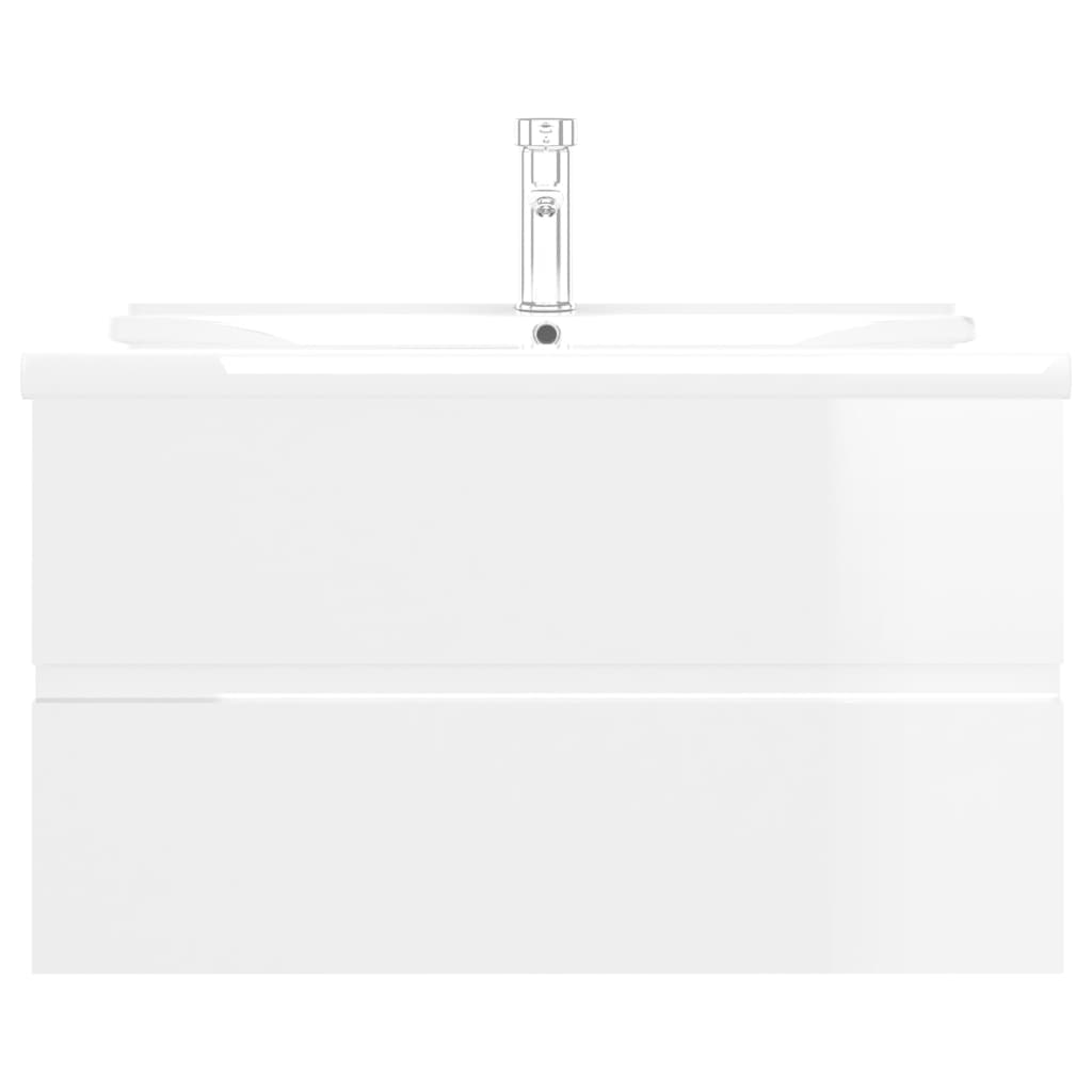 Mobile Bagno con Lavabo Integrato Bianco Lucido in Truciolato 3071645