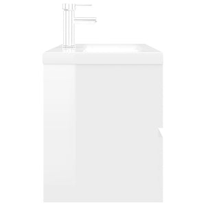 Mobile Bagno con Lavabo Integrato Bianco Lucido in Truciolato 3071645