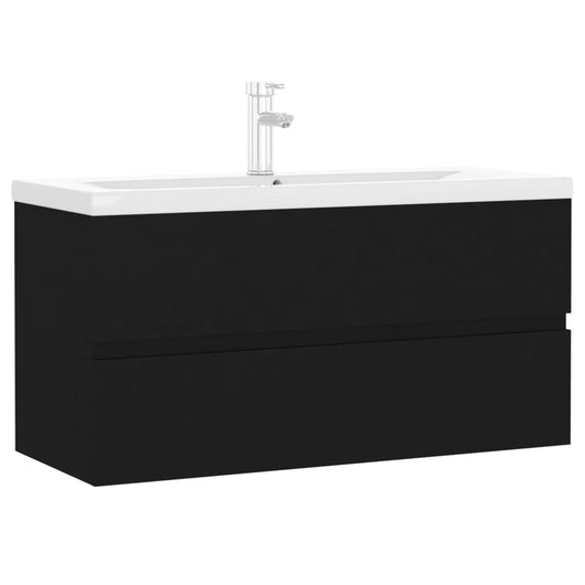 Mobile da Bagno con Lavabo Integrato Nero in Truciolato 3071649