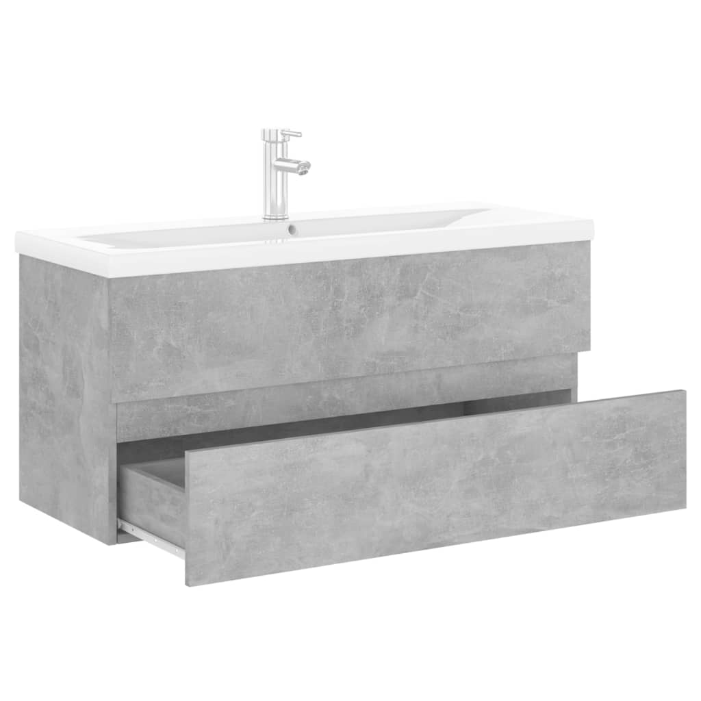 Mobile Bagno con Lavabo Integrato Grigio Cemento in Truciolato 3071661