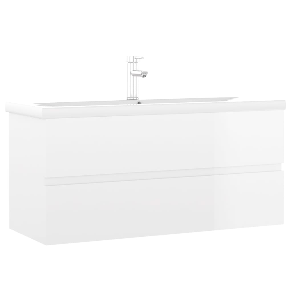 Mobile Bagno con Lavabo Integrato Bianco Lucido in Truciolato cod mxl 78613