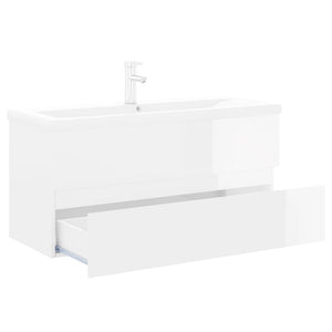 Mobile Bagno con Lavabo Integrato Bianco Lucido in Truciolato cod mxl 78613