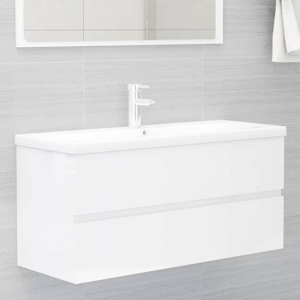 Mobile Bagno con Lavabo Integrato Bianco Lucido in Truciolato cod mxl 78613