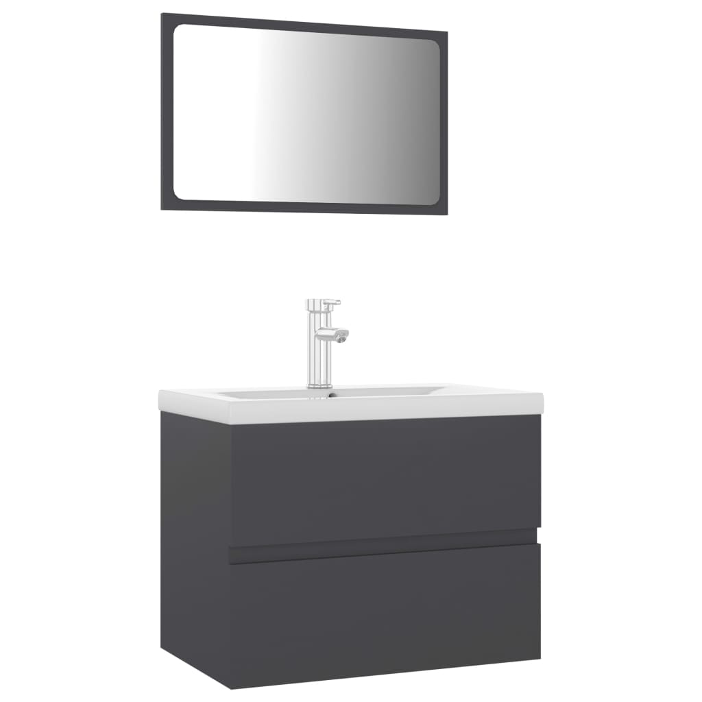 Set Mobili da Bagno Grigio in Truciolato