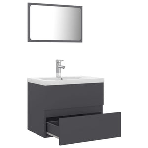 Set Mobili da Bagno Grigio in Truciolato