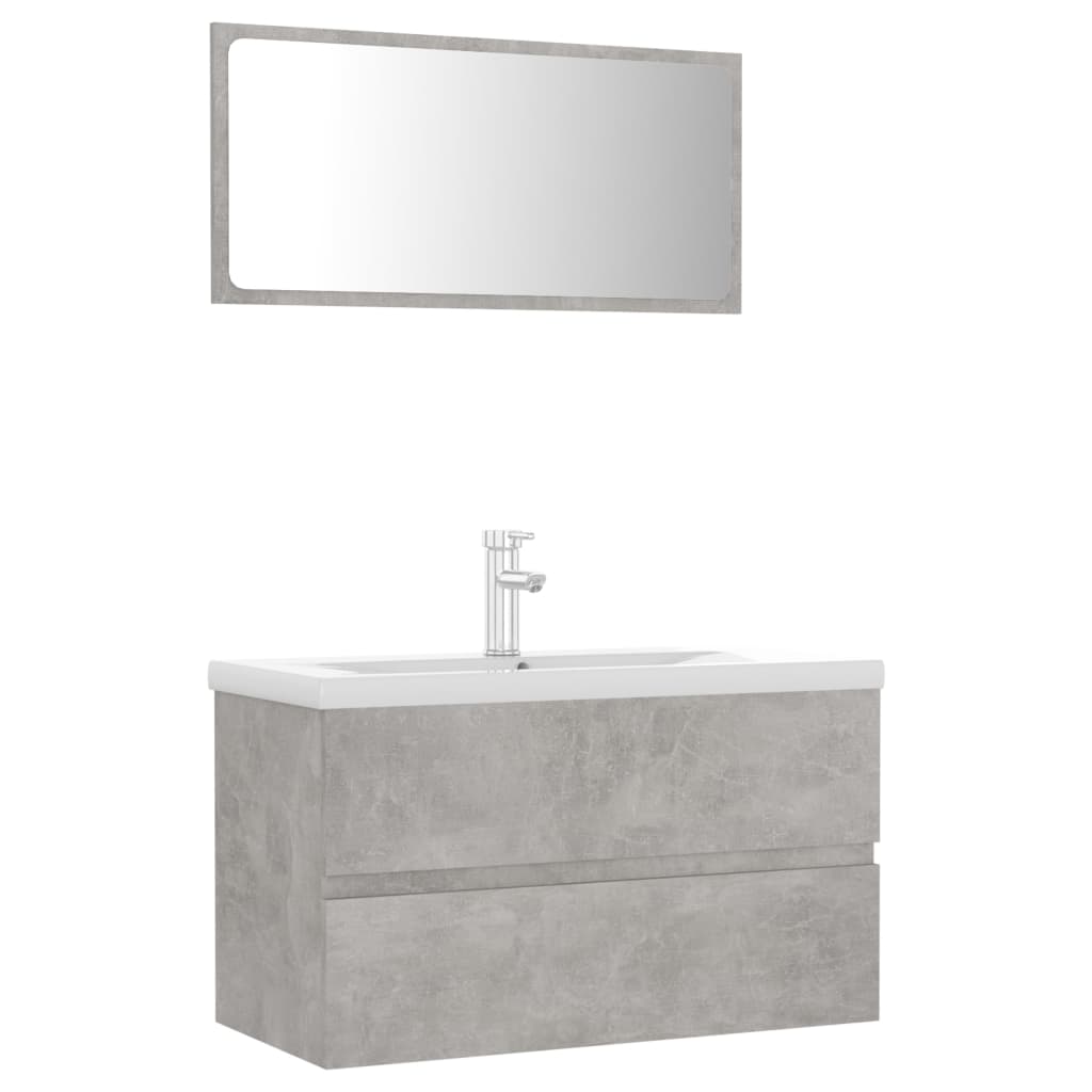 Set Mobili da Bagno Grigio Cemento in Truciolato 3071688